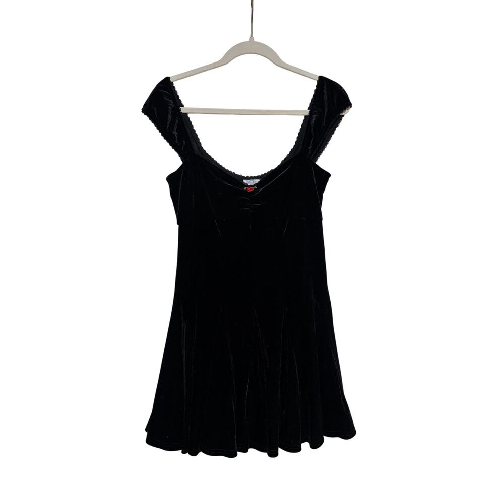 Sky to Moon Black Velvet Dress Small with Heart Detail - Picture 2 of 7